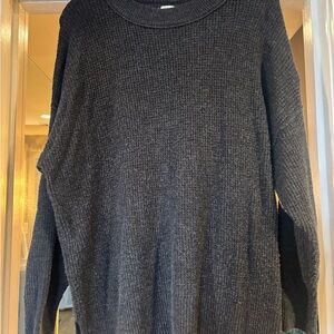 Aerie Charcoal Waffle Knit Crewneck Sweater